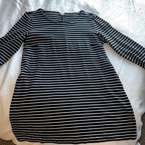 J Crew Black and White Striped Sweatshirt Dress SIZE: L
